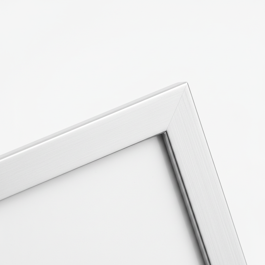Silver Slim Metal Frame - Brushed Aluminum Detail
