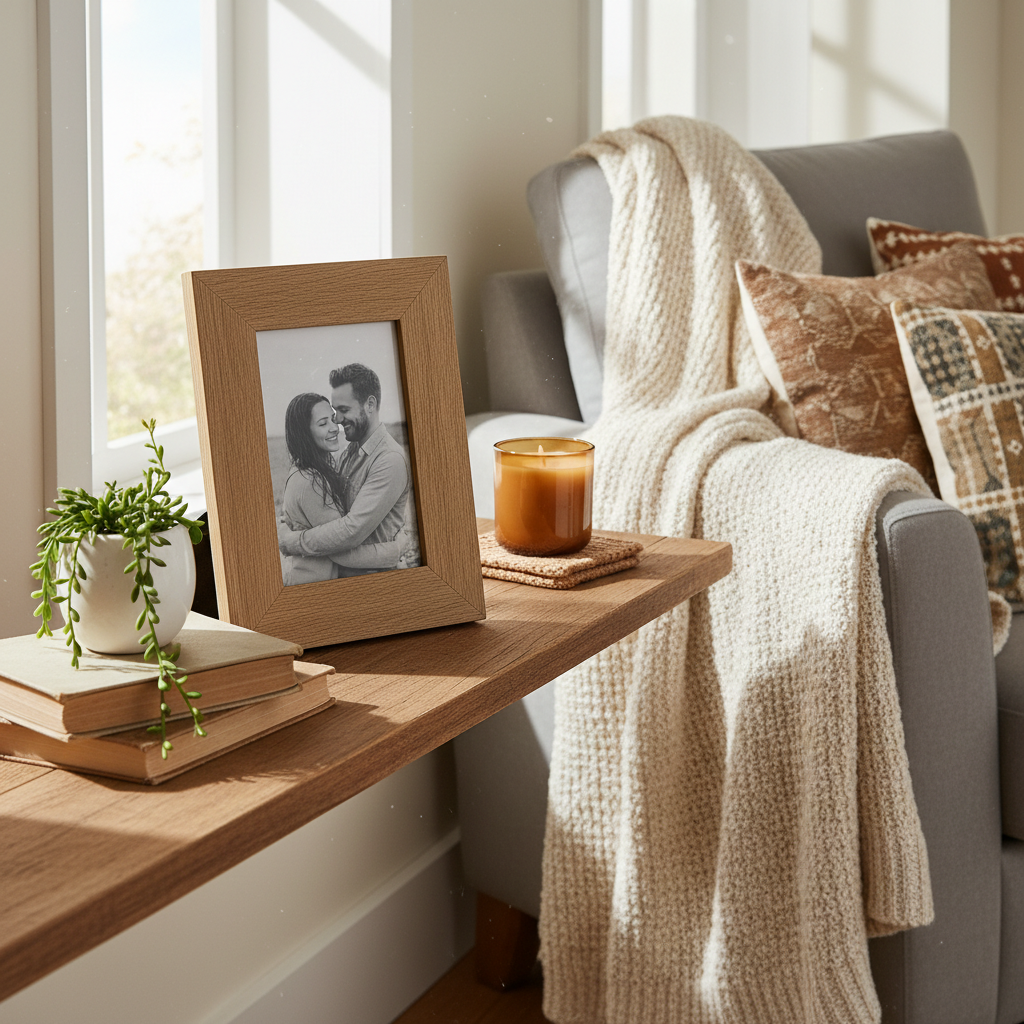 Wooden Photo Frame 5x7 - Lifestyle Bedroom Display