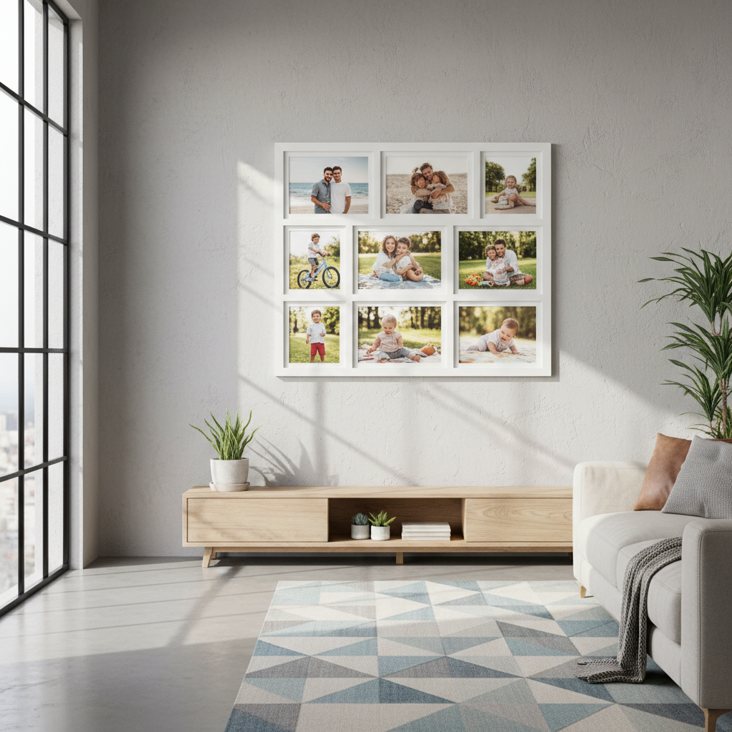 White Collage Photo Frame - Lifestyle Wall Display